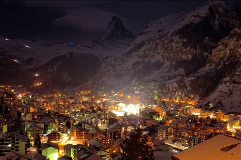 Download Snow Winter Light Night House Valley Mountain Alps Switzerland