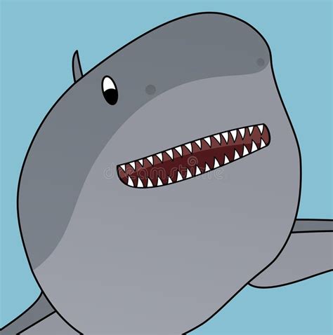 Illustration Of Shark Cartoon Cute Funny Character Flat Design Stock