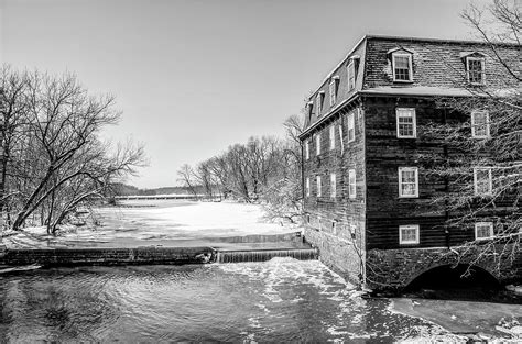 Winter At Kingston Mill In Black And White 1 Photograph By Bill Cannon