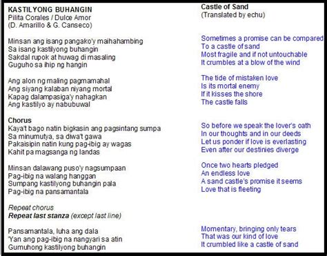 Pinoy Pie Kastilyong Buhangin English Translation