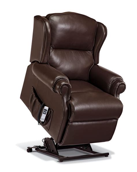 The chair comes in several tweed fabrics, including gray, blue, pink, red, green, and yellow. Sherborne Small Claremont Leather Rise & Recliner Chairs ...