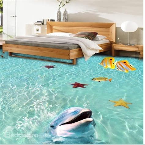 3d Green Sea Dolphins Fishes Starfishes Pvc Waterproof Non Slip Eco