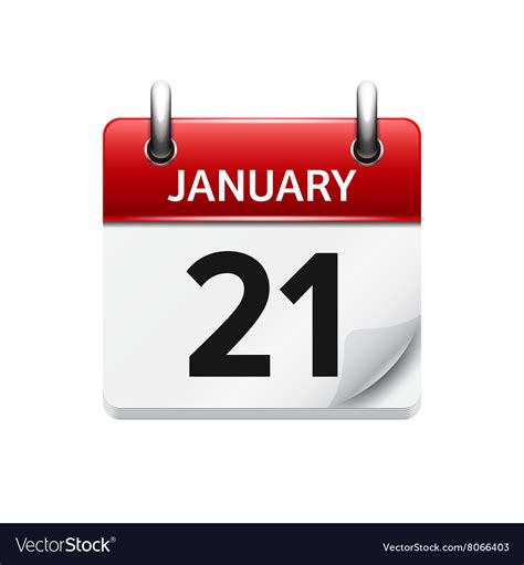 January 21 Flat Daily Calendar Icon Date Vector Image