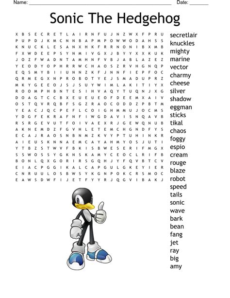 Sonic The Hedgehog Printable Word Search Printable Word Searches