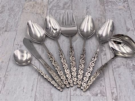 Vintage Flatware Set Mcm Florentine Scroll Stainless Silverware Set