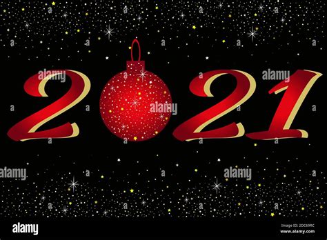 New Year 2021 Date In Red And Gold On A Black Background Vector For