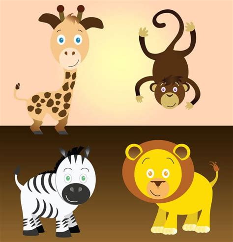 Free Cartoon Safari Animals Vector Art Eps Ai Uidownload