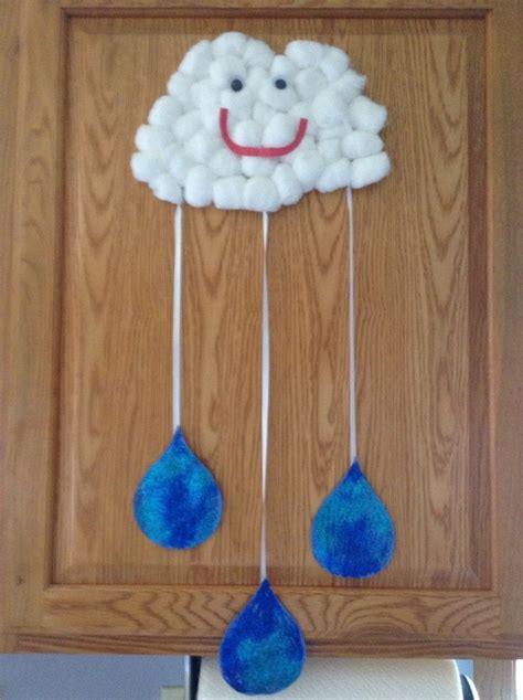 Cotton Ball Crafts For Preschoolers Cotton Ball Cloud And Rain Drops Spring Education