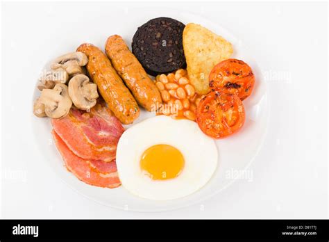 Full English Breakfast Fry Up With Egg Bacon Mushrooms Tomatoes