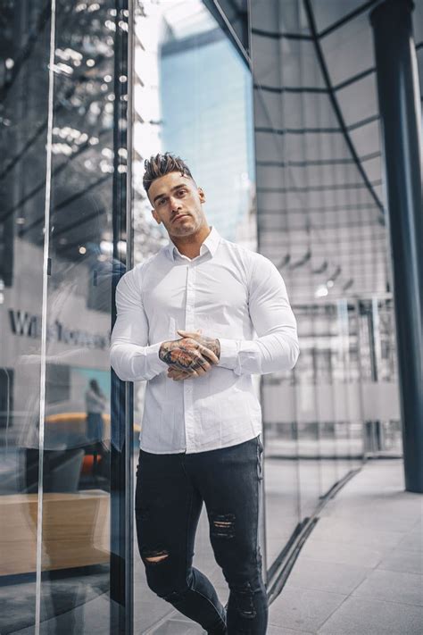 White Tapered Fit Shirt Workout Shirts Mens Fashion Summer Athletic