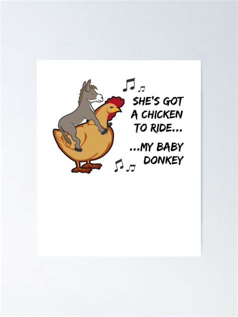 Shes Got A Chicken To Ride Poster By Handdrawntees Redbubble