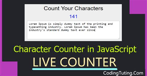 Character Count online tool, get JavaScript function count:codingtuting