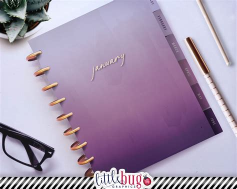 Monthly Classic Happy Planner Dividers Purple Ombre 12 Month Etsy