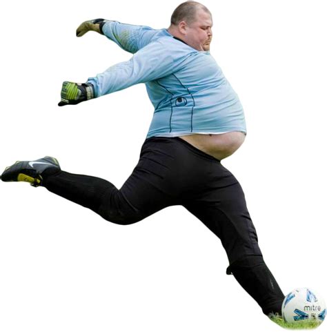 Graceful Majestic Large Fat Man Kicking Soccer Ball Rcutouts