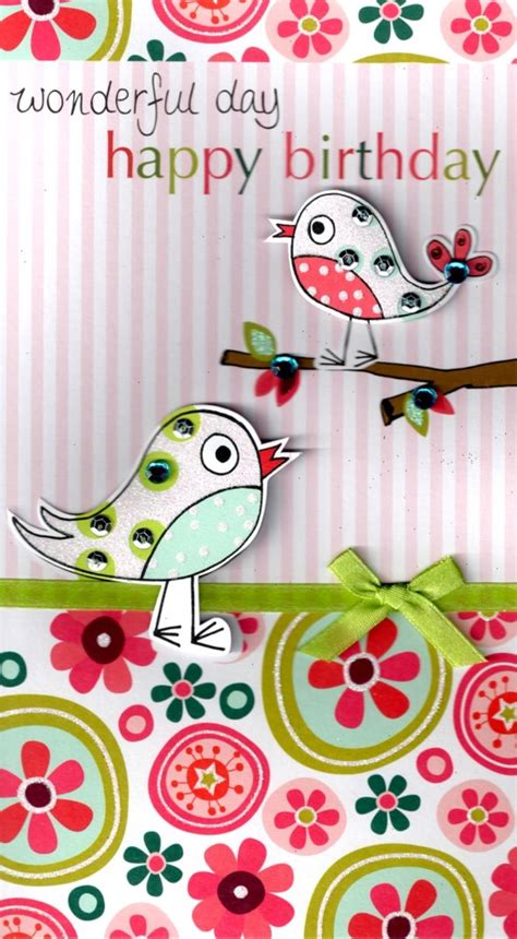 Birds Pretty Happy Birthday Greeting Card Cards