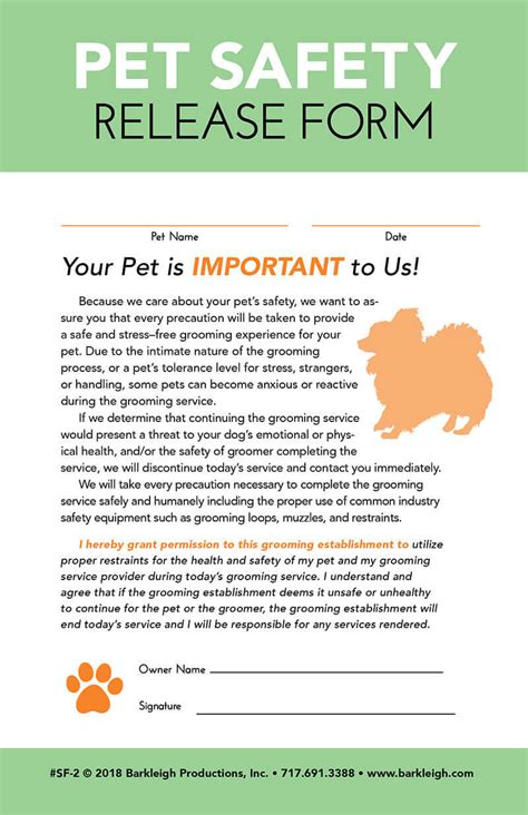 Modern Pet Safety Release Form Barkleigh Store