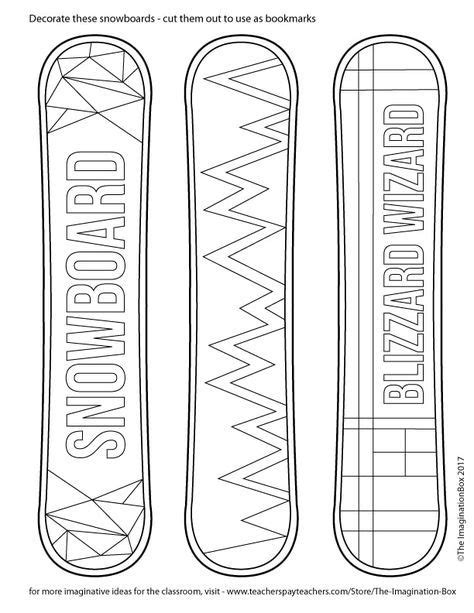 Snowboarding coloring pages to download template. Download these FREE Winter Sport Snowboard Bookmarks ...