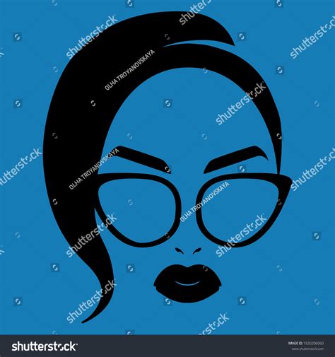Black Silhouette Girl Sunglasses On Blue Stock Vector Royalty Free
