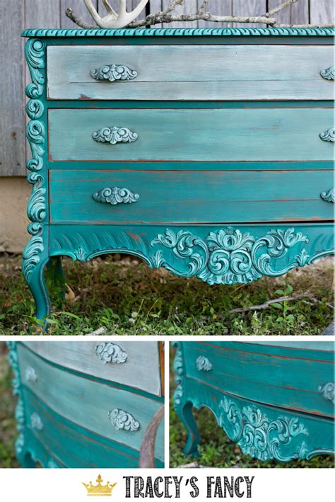Painted Teal Dresser With Ombre Drawers Traceys Fancy Teal Dresser