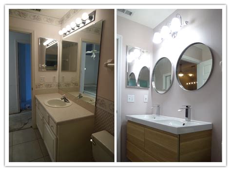 Guest Bathroom Vanity Before and After | Guest bathroom, Bathroom mirror, Bathroom lighting
