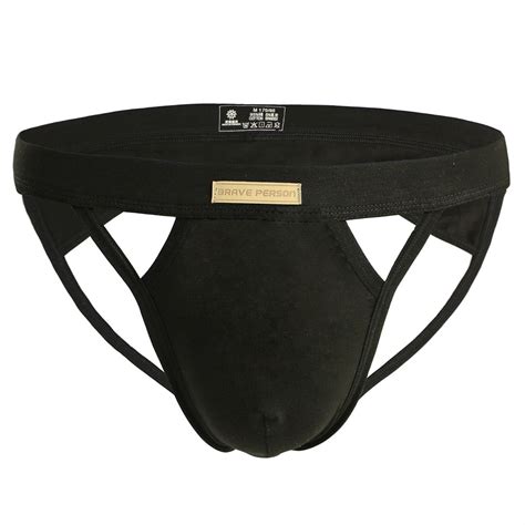 Mizok Mens Jockstraps Underwear Sexy Breathable Cotton Jock Strap Black