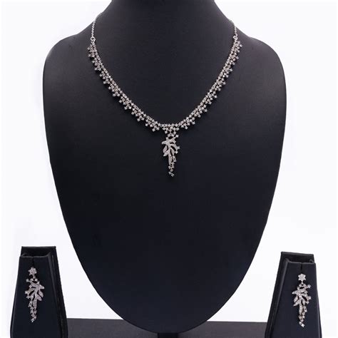 Silver Necklace With Earrings Set For Women And Girls Silver Palace