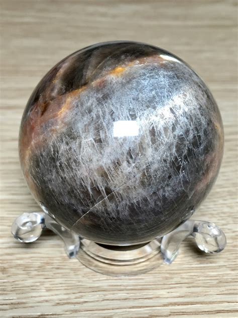 Maîtrise de soi, aide à faire. Sphère en Pierre de Lune Noire 5.2cm/189g 1902 : Bien être ...
