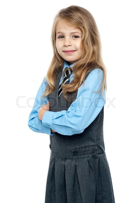 Portrait Of A Cute Little Schoolgirl Stock Image Colourbox