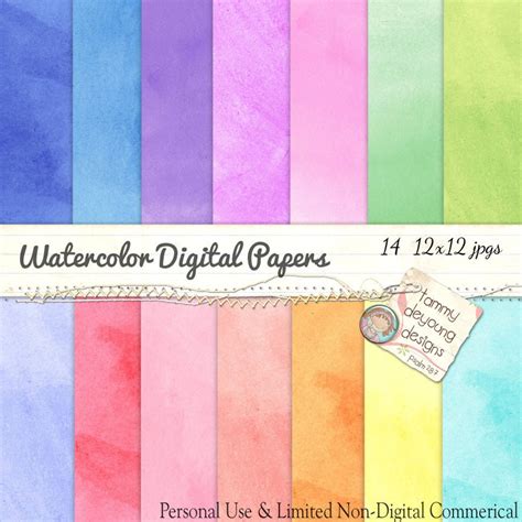Digital Watercolor Paper In Rainbow Colors Watercolour Etsy