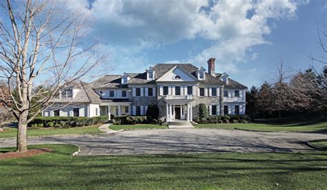 The drawing room has a marble fireplace and bow. 12,000 Square Foot Georgian Colonial Mansion In Greenwich ...