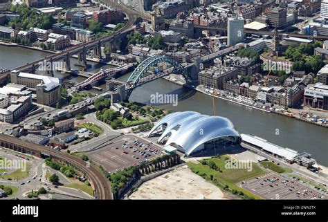 Aerial View Of The River Tyne Gateshead And Newcastle Upon Tyne Uk