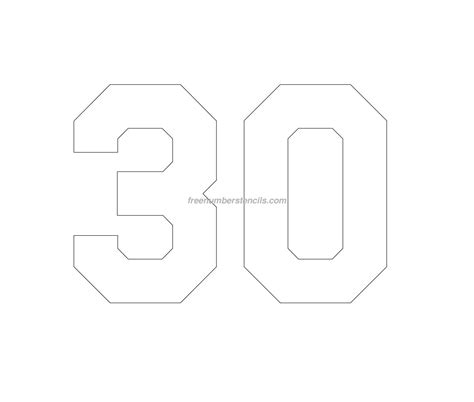 Free Jersey Printable 30 Number Stencil