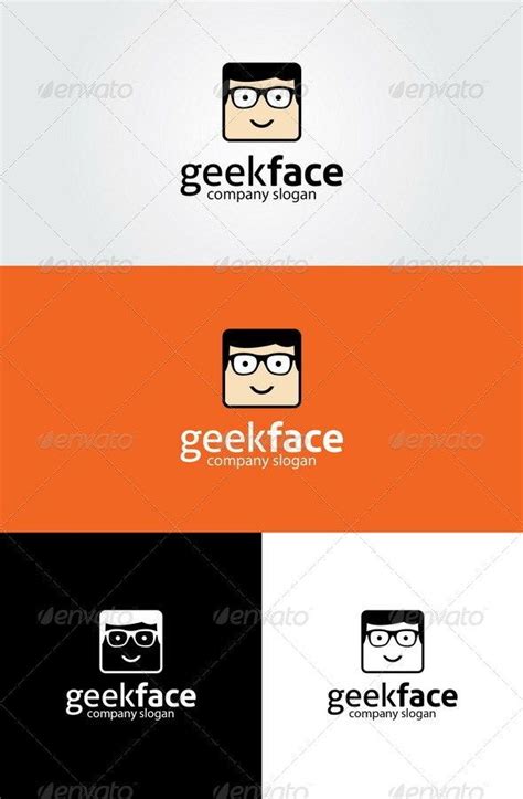 Geek Face Logo Template Logo Templates Face Logo Design Logo Design