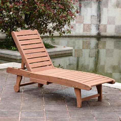 Plus, check out outdoor chaises that help you kick back and relax in. Outsunny Wooden Outdoor Chaise Lounge Patio Pool Chair w ...