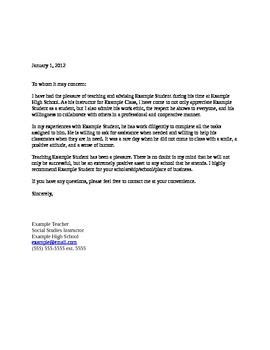 student letter  recommendation reference letter  student