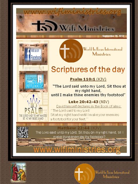 World In Focus International Ministries Wifi Scriptures Of The Day