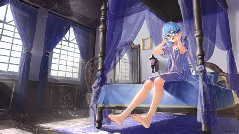 907151 Saraki 2d Room Portrait Anime Girls Digital Art Window Anime Blue Hair Artwork