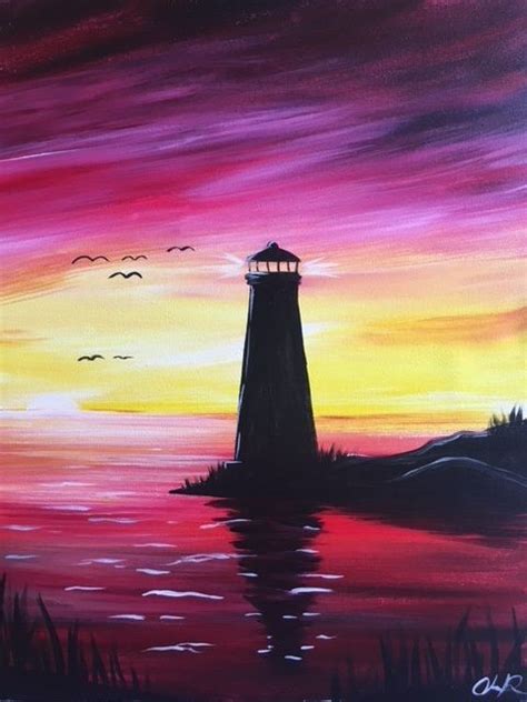Canvas painting ideas easy sunset information recently was sought by people around us, maybe one of you. Lighthouse Sunset Acrylic Canvas. by Painted. Studios | Sunset canvas painting, Sunset painting ...