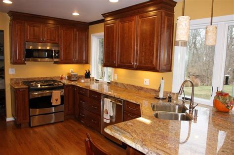 Navy blue + gold + gray mahogany kitchen cabinets - Google Search | Cherry ...
