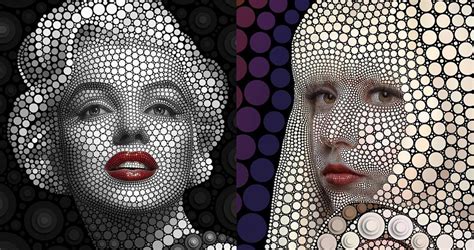 Celebrity Portraits Created With Circles Digital Circlism By Ben Heine