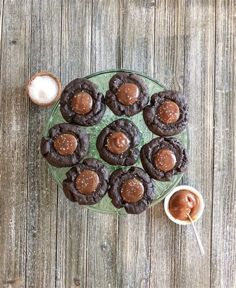 Salted Caramel Chocolate Thumbprint Cookies Living In Sugar