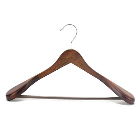 Extra Wide Wooden Inlaid Pant Bar Suit Clothes Hanger Broad Shoulder