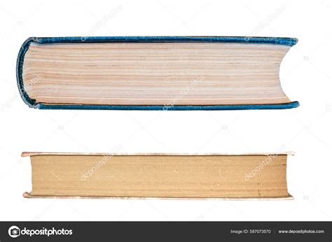 Two Different Old Book Textures Isolated White Background Side View