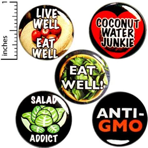Healthy Eater Pins For Backpacks Buttons Health T Set 5 Pack Of Pins