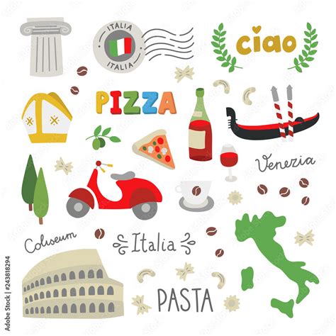 Italy Vector Doodle Icons And Symbols On White Background Italian