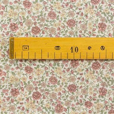 Organic Cotton Printed Fabric Antique Rose Tones Flowers From