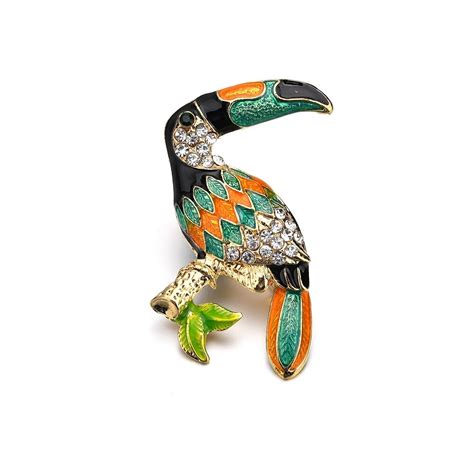 Fashion Toucan Bird Brooches Colorful Enamel Rhinestone