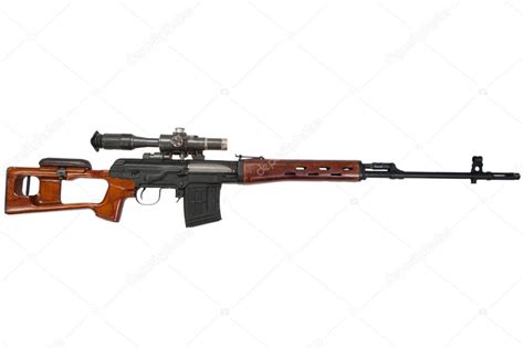 Soviet Army Sniper Rifle Svd By Dragunov With Optic Sight ⬇ Stock Photo