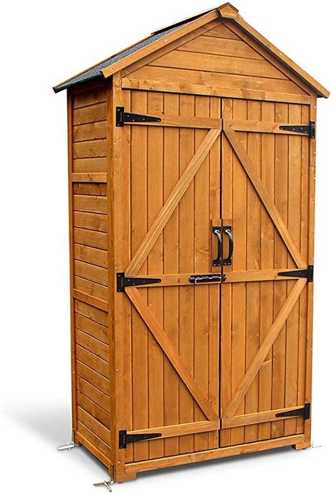 Mcombo Outdoor Storage Cabinet Garden Wood Tool Shed Outside Wooden