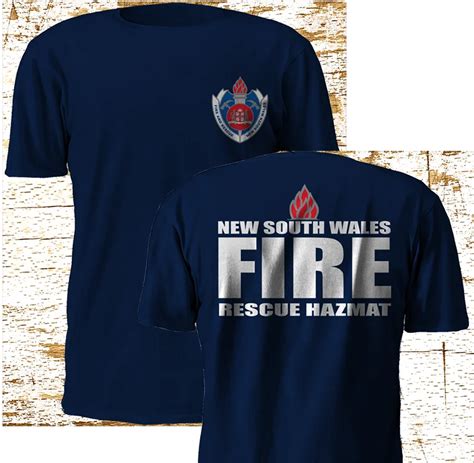 Fashion New South Wales Firefighter Fire Rescue Sydney Australia Fire Navy T Shirt M 3xl Tee